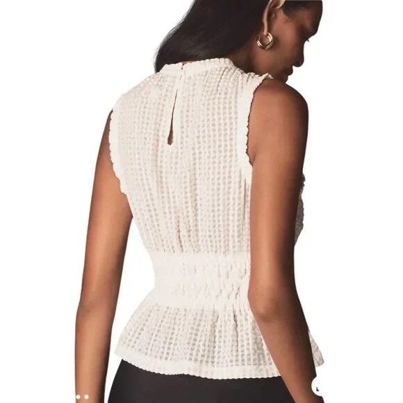 Maeve White Textured Sleeveless Blouse - Picture 3 of 6
